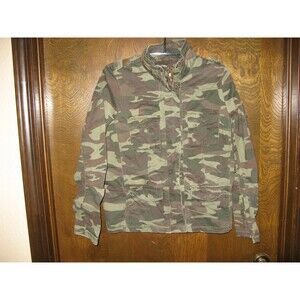 Womens Angel Kiss Los Angeles Camouflage Green Zippered Jacket Size S